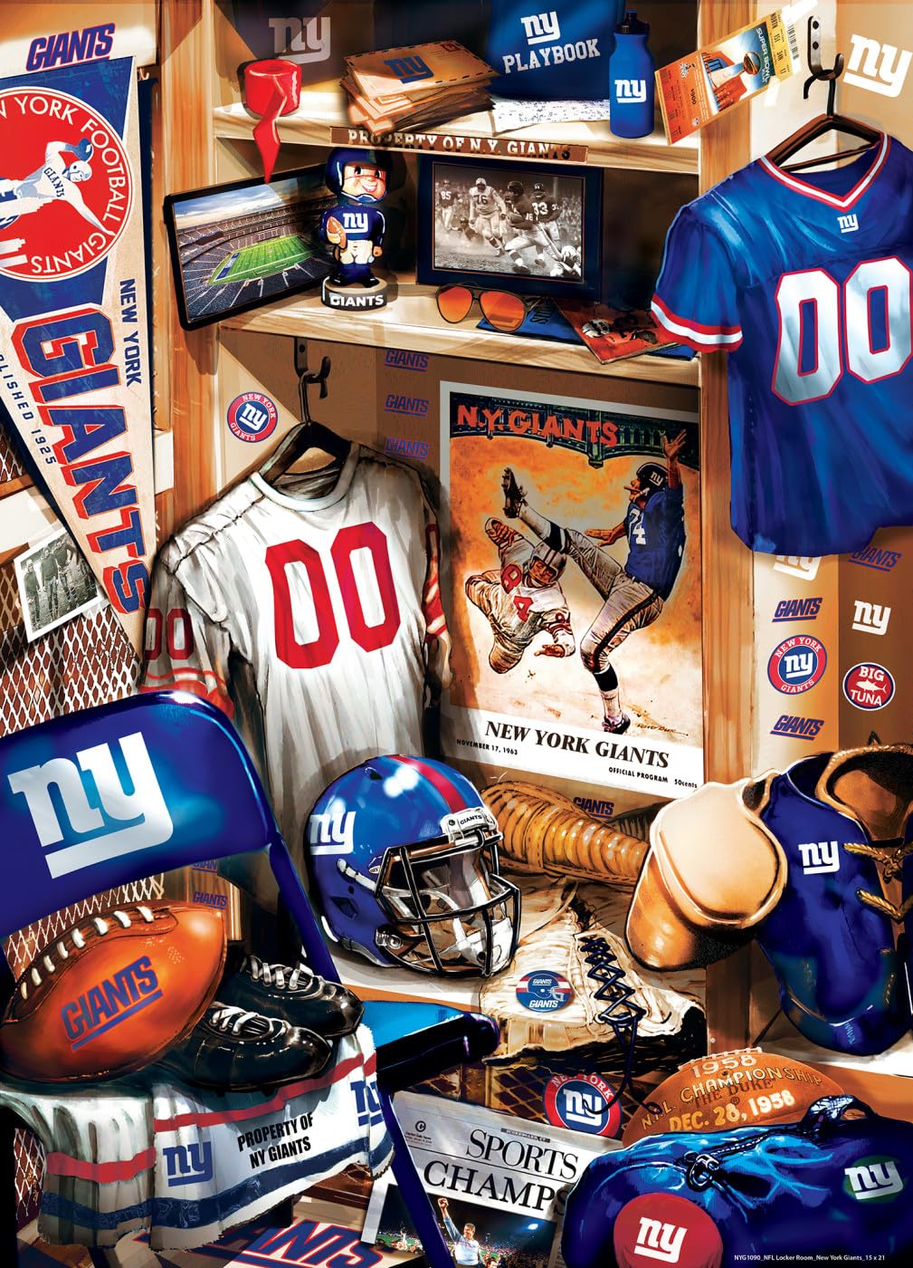 MasterPieces Game Day 500 Piece Jigsaw Puzzle for Adults - NFL New York Giants Locker Room - 15"x21" Masterpieces