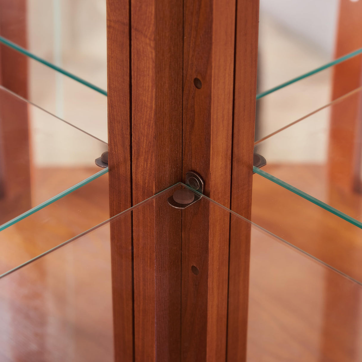 Ball & Cast 72" H Lighted Corner Curio Cabinet with Curved Top Carving,Glass Display Cabinet with 6 Tempered Adjustable Glass Shelves and Doors,Light Bulb Included, Rack for Liquor Storage,Oak Ball & Cast