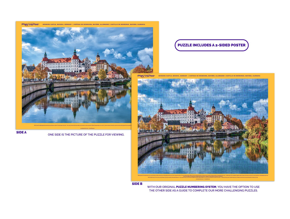 PLAYVERSE - Neuburg Castle Palace, Germany - 500 Piece Jigsaw Puzzle for Adults - 20.4 in. x 14.9 in. | 52 x 38 cm Playverse
