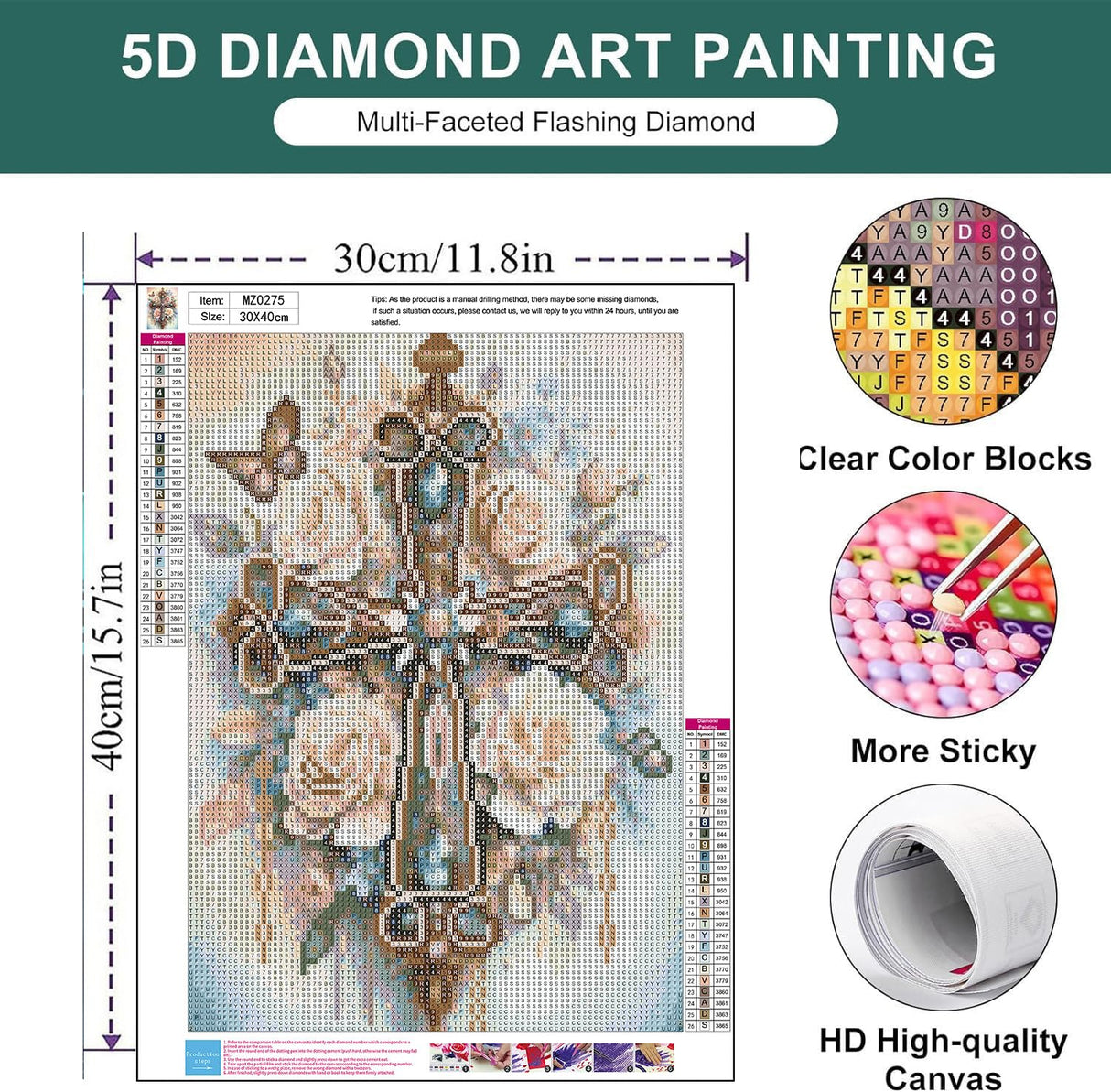 Zythron Cross Diamond Art Kits for Adults, Religious Christ 5D Diamond Painting Kits for Beginner DIY Gem Art Full Drill Diamond Painting Crystal Craft Kits for Home Wall Decor Gifts 12x16in Zythron