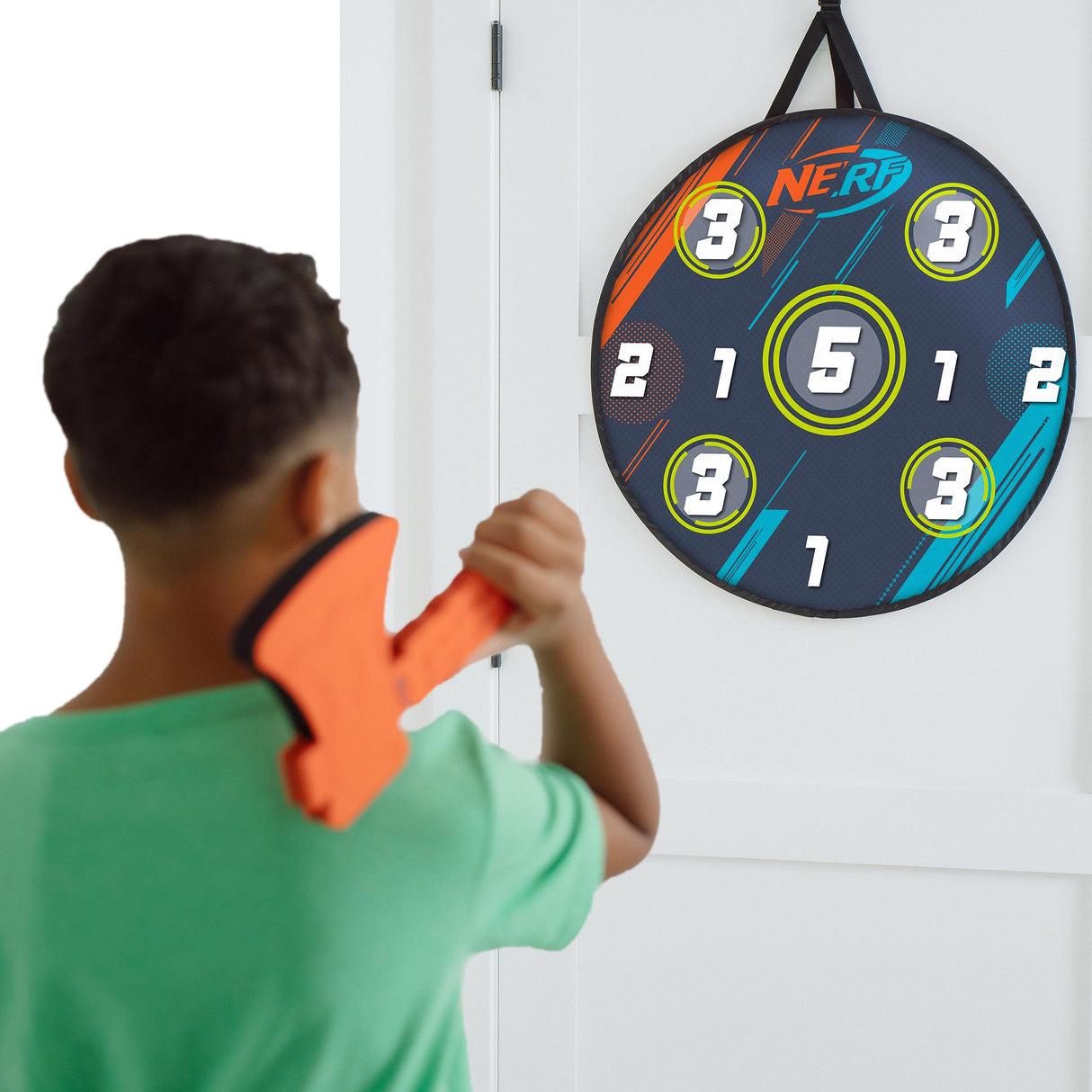 NERF Lumberjack Toss Axe Throw - Back-of-Door Axe Tossing Target with 2 Foam Axes - Great for Game Rooms or Kids Bedrooms EastPoint Sports