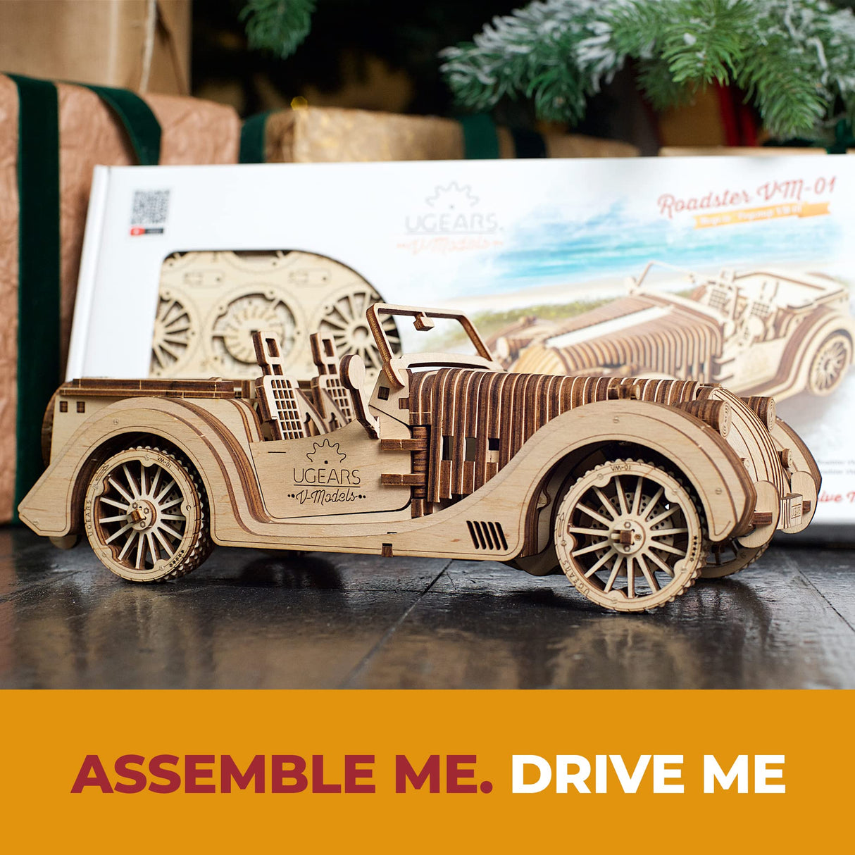 UGEARS Mechanical Models Roadster VM-01 3-D Wooden Puzzle UGEARS