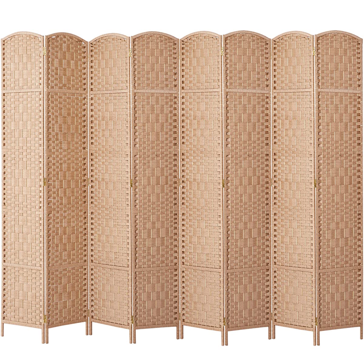 RHF 6 Ft. Tall Extra Wide-Diamond Weave Fiber Room Divider, 8 Panel Room Divider/Screen,Room Dividers and Folding Privacy Screens 8 Panel&Room Dividers and Folding Privacy Screens-Natural, 8 Panel Rose Home Fashion