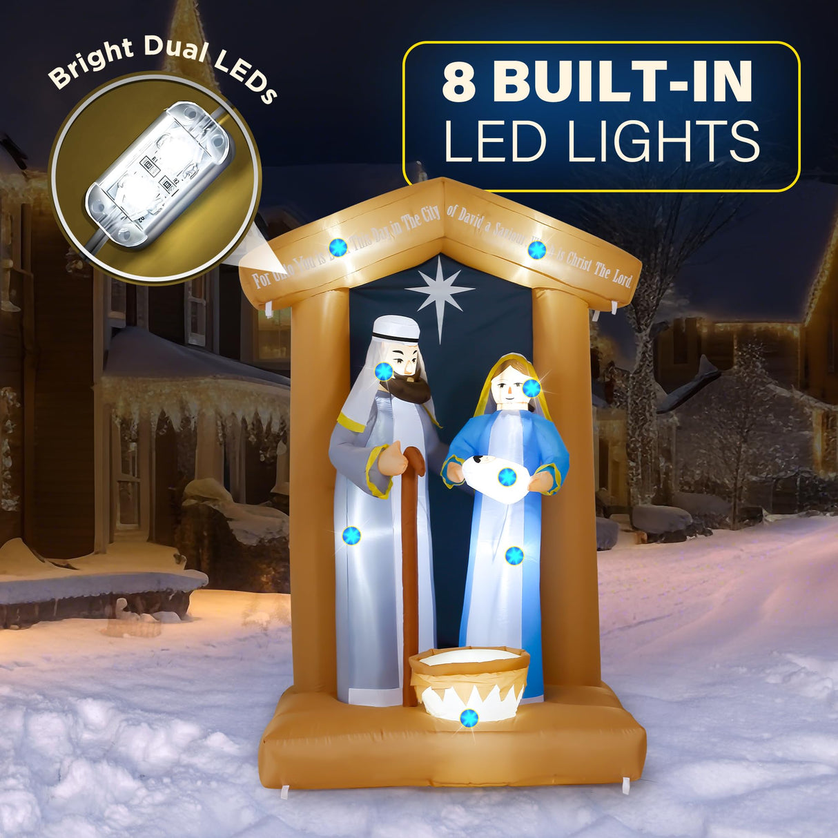 7 FT Christmas Inflatables Nativity Scene Outdoor Decorations, Christmas Blow Up Yard Decorations Nativity Sets for Garden Lawn Xmas Decor ZPISF