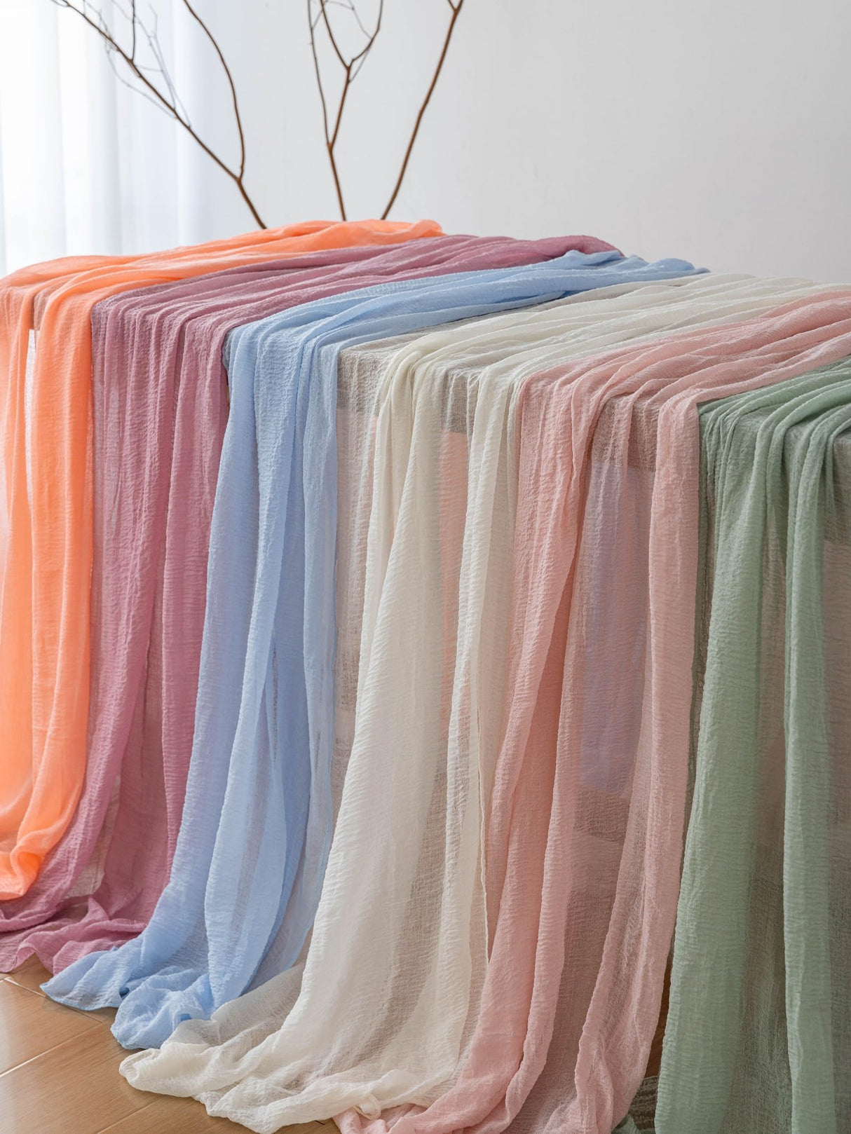 Keketoarrange Sage Green Table Runner Cheesecloth 120 Inch 10 FT Rustic Boho Cheese Cloth Table Runner for Wedding Baby Shower Bridal Shower Sheer Gauze Centerpiece Home Decorations Keketoarrange