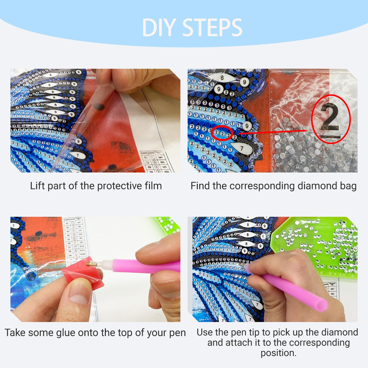 Sunovate Butterfly Diamond Art Kits for Adults Beginners, Relaxing DIY Gem Art and Crafts for Adults Home Wall Decor Gift, 5D Special Shaped Partial Drill Glow in The Dark Diamond Painting Sunovate