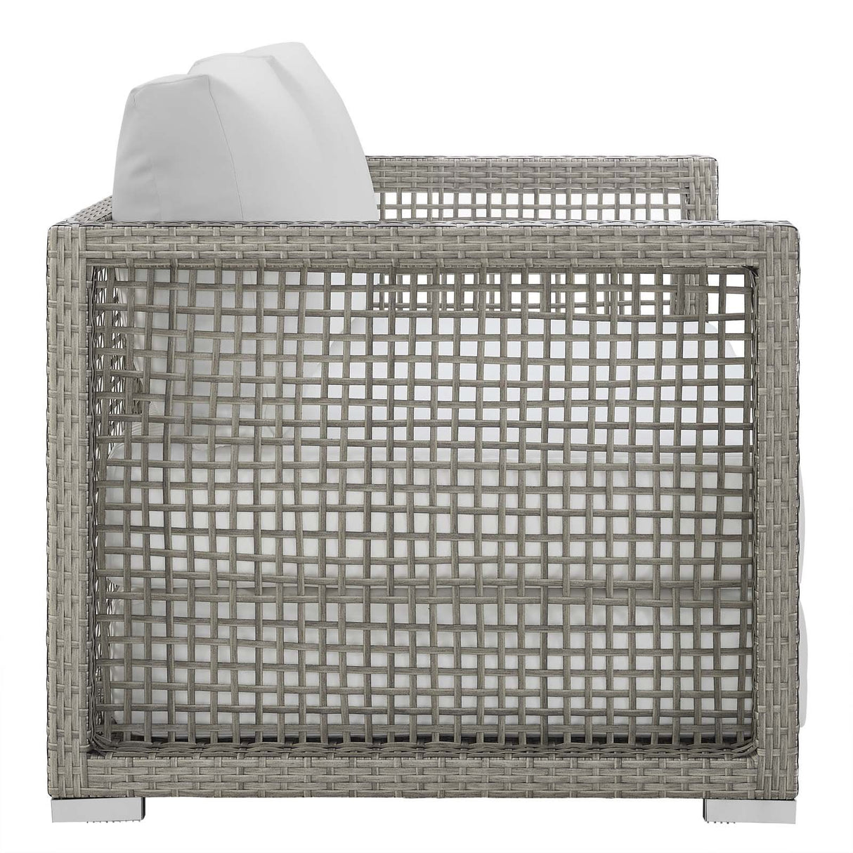 Modway EEI-2924 Aura Wicker Rattan Outdoor Patio 52" Loveseat with Cushions in Gray White Modway