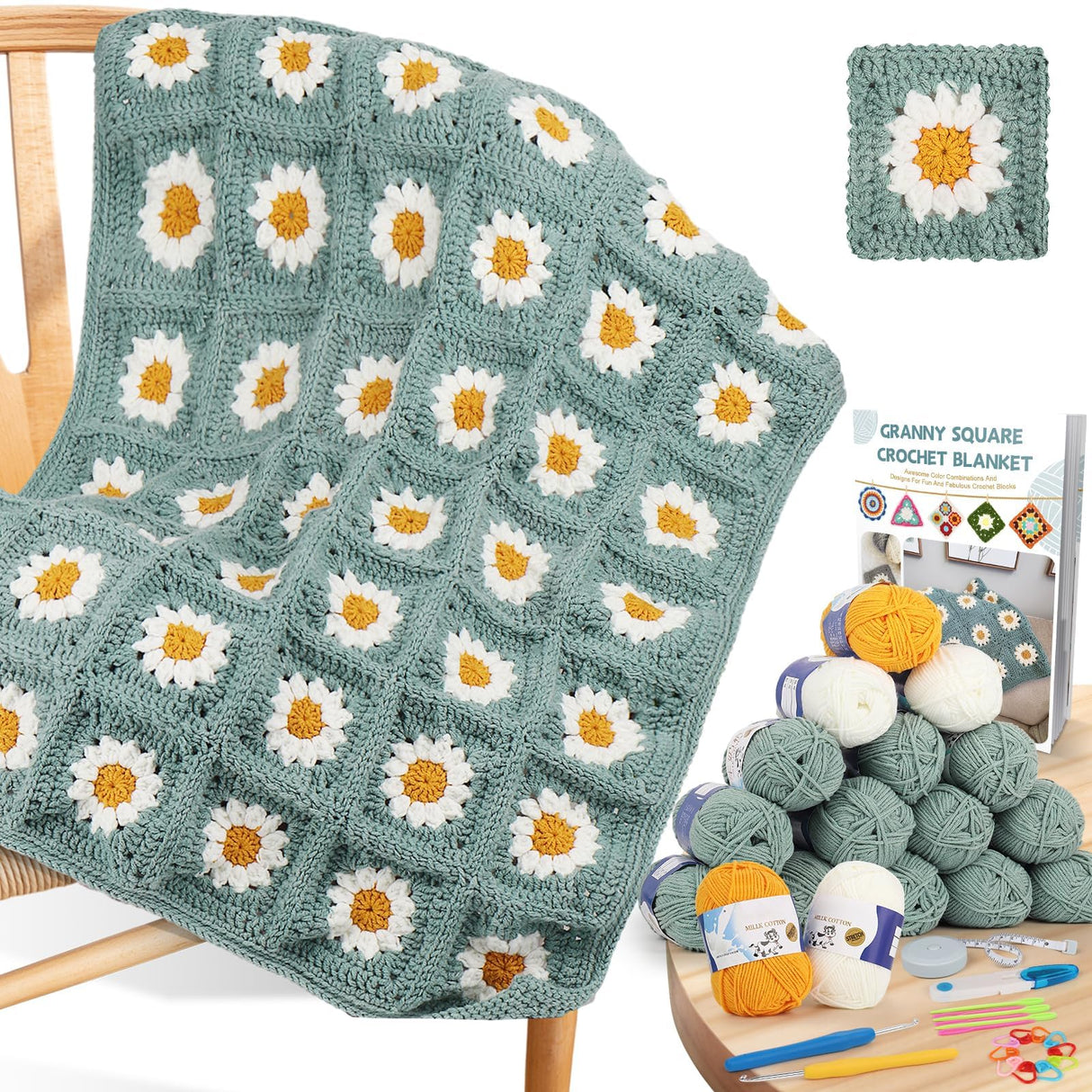 Coopay Crochet Starter Kit for Blanket, Granny Squares & Instructions, Easy Learn to Crochet for Beginners Coopay