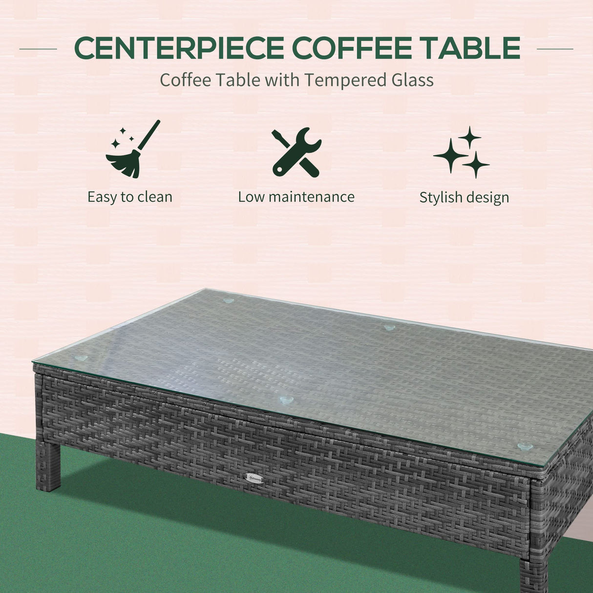 Outsunny Patio Furniture Set, 9 Piece Outdoor Sectional Sofa, All-Weather PE Rattan Wicker Conversation Set with Chairs, Ottoman, Loveseat, Coffee and Side Table, Cushions, Black Outsunny