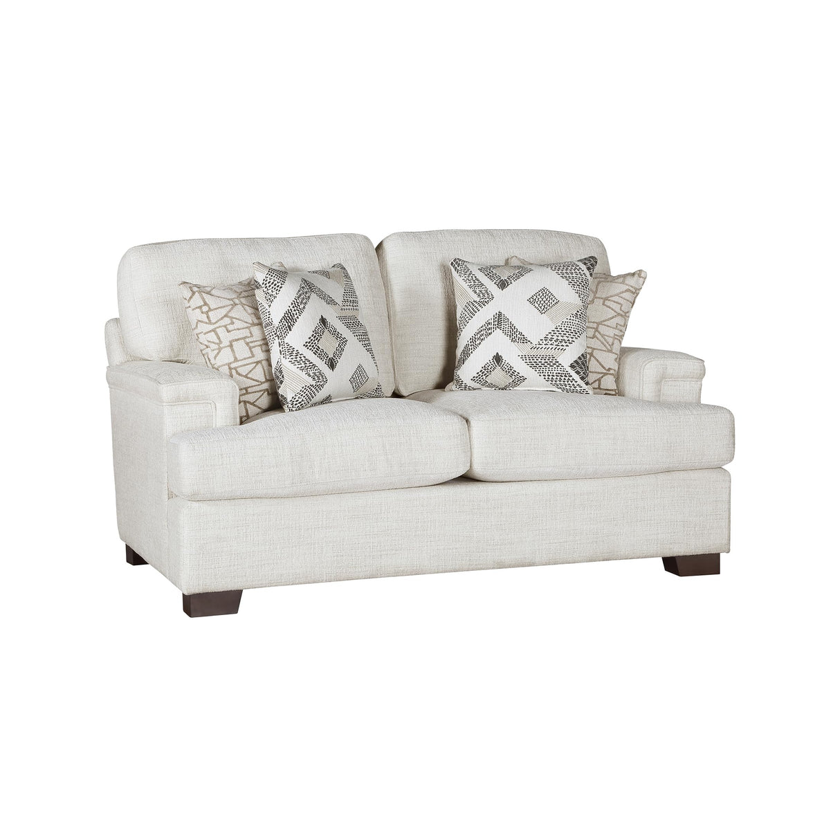 Lexicon Modern Couch, Chenille Loveseat with Deep Seats, 4 Accent Pillows, Track Arms, Removable Cushion Covers, Upholstered Living Room Furniture, 2 Seater Couch, Cream Lexicon