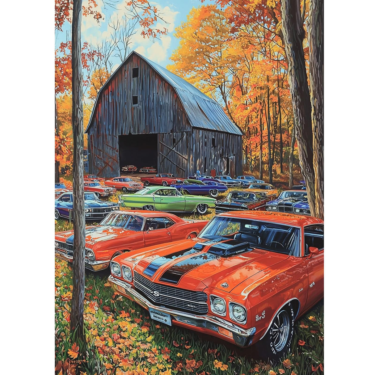 KEYIFA Sports Car Diamond Art Kits for Adults, DIY Diamond Painting Pickup Truck, Round Full Drill, 5D Barn Diamonds Dots Mosaic Painting, Gem Arts Craft for Home Wall Decor Gifts, 30x40cm KEYIFA