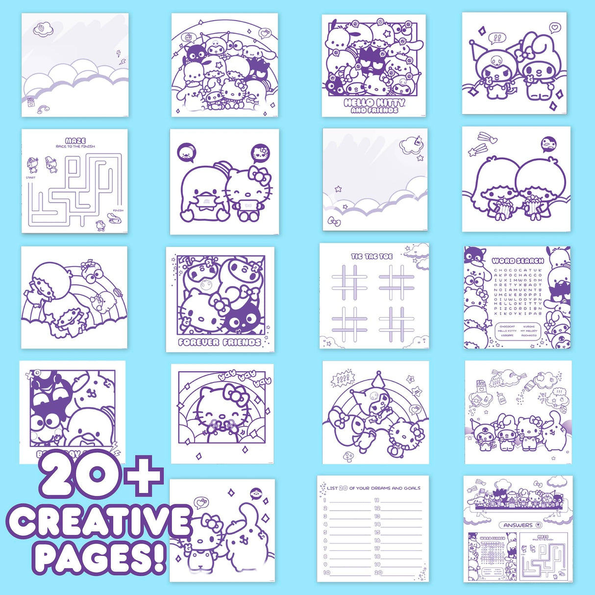 Hello Kitty and Friends Café Sketchbook, 20-Page Hello Kitty Notebook & Pen, Cute Classroom Supplies, Coloring Book, Hello Kitty School Supplies, Kawaii School Supplies, Sanrio Stationery Horizon Group USA