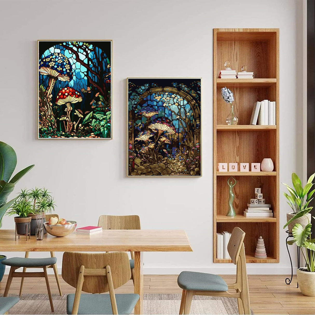 JULOUYN 2 Pack Paint by Numbers Kit for Adults Beginner, Forest Mushroom DIY Canvas Art Kit with Brushes & Acrylic Paints for Home Decor 16x20 in JULOUYN