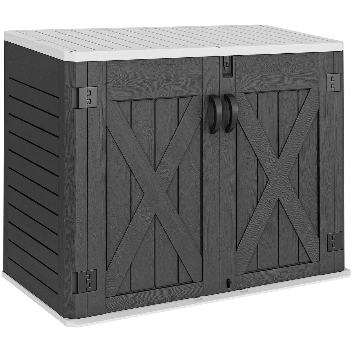 YITAHOME Outdoor Horizontal Storage Shed with X-Shaped Lockable Door, 35 Cu Ft Weather Resistant Resin Tool Shed w/o Shelf, Ideal for Bike, Trash Cans, Garden Tools, Lawn Mowers, Dark Gray YITAHOME