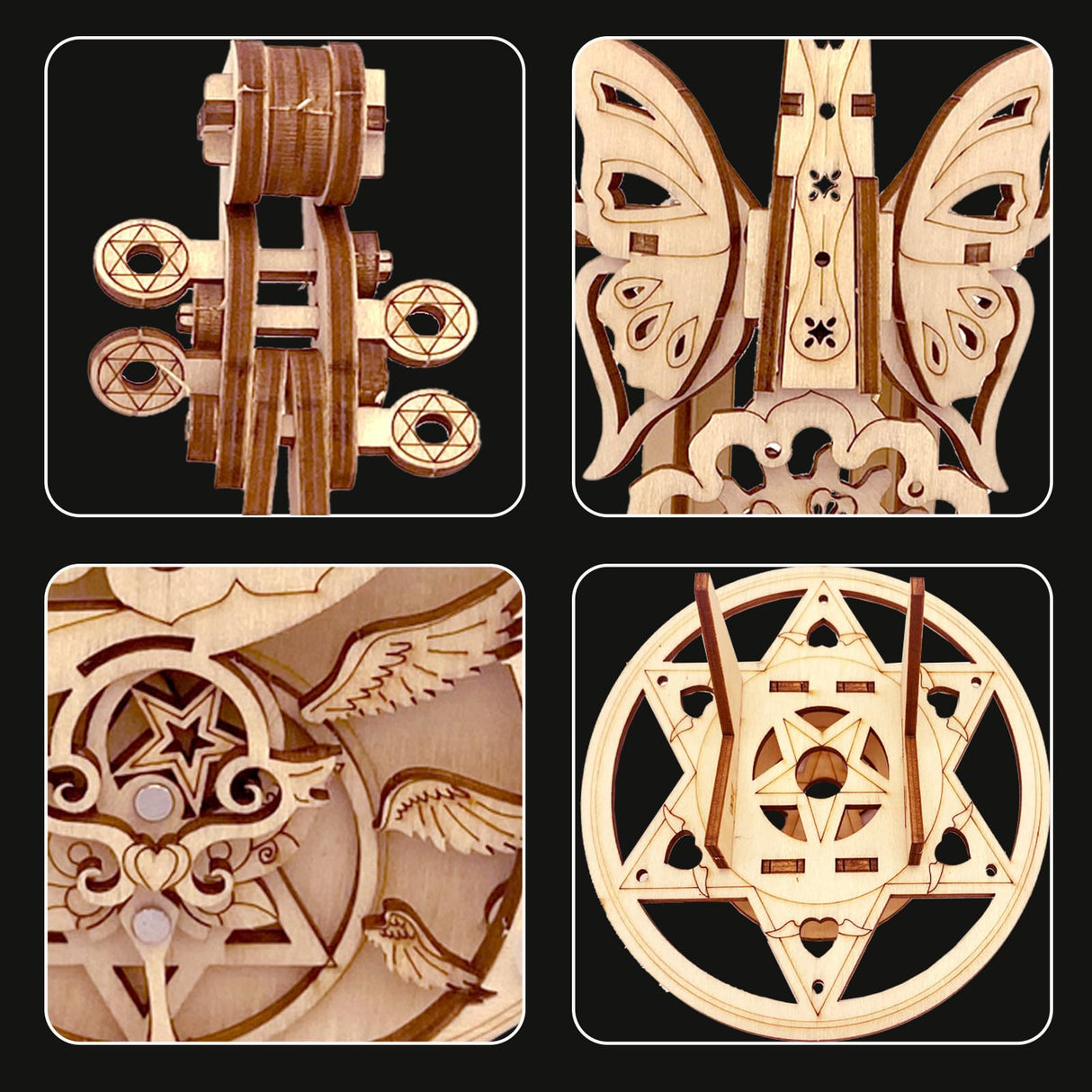3D Puzzle Wooden Model Kits for Adults - DIY Cello Music Box Mechanical Jigsaw Puzzles Construction Craft Kits for Age 14+ Years Old auryee