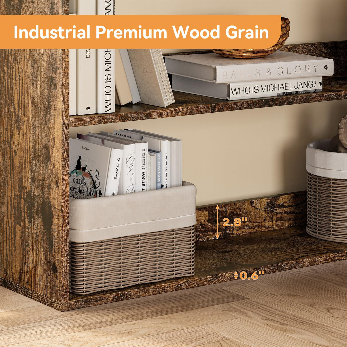 GarveeHome Corner Bookshelf, 6-Tier Corner Shelf l Shaped Bookshelf with Baffles, Wood Bookcase, Display Shelf Heavy Duty Bookcases for Living Room & Home Office Storage GarveeHome