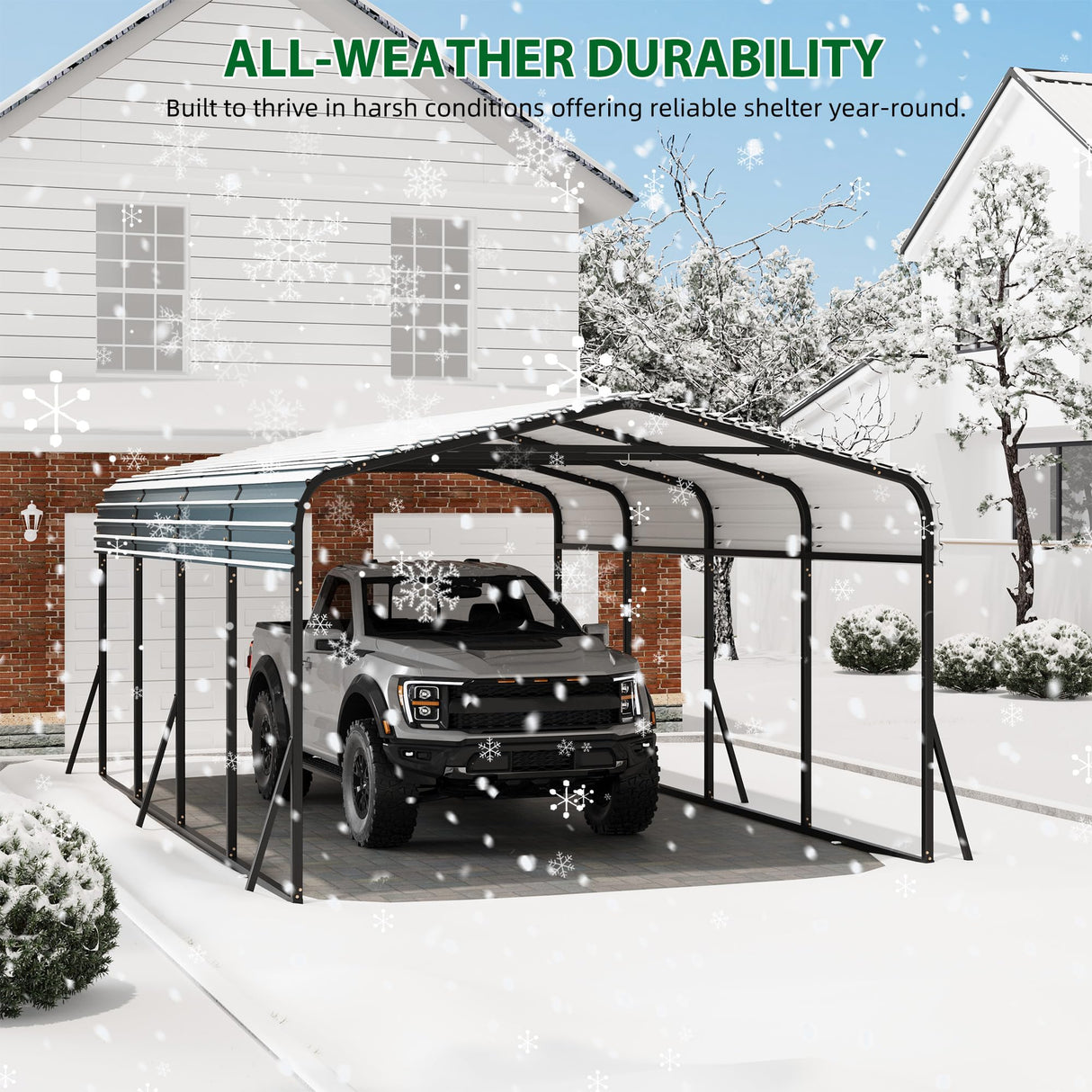 Hipicute 12' x 20' x 8.5' Heavy Duty Metal Carport with Galvanized Steel Roof, Steel Carport Kits Outdoor with Metal Roof, Galvanized Car Shelter for Tractors, Pickup, Boat, Car Hipicute