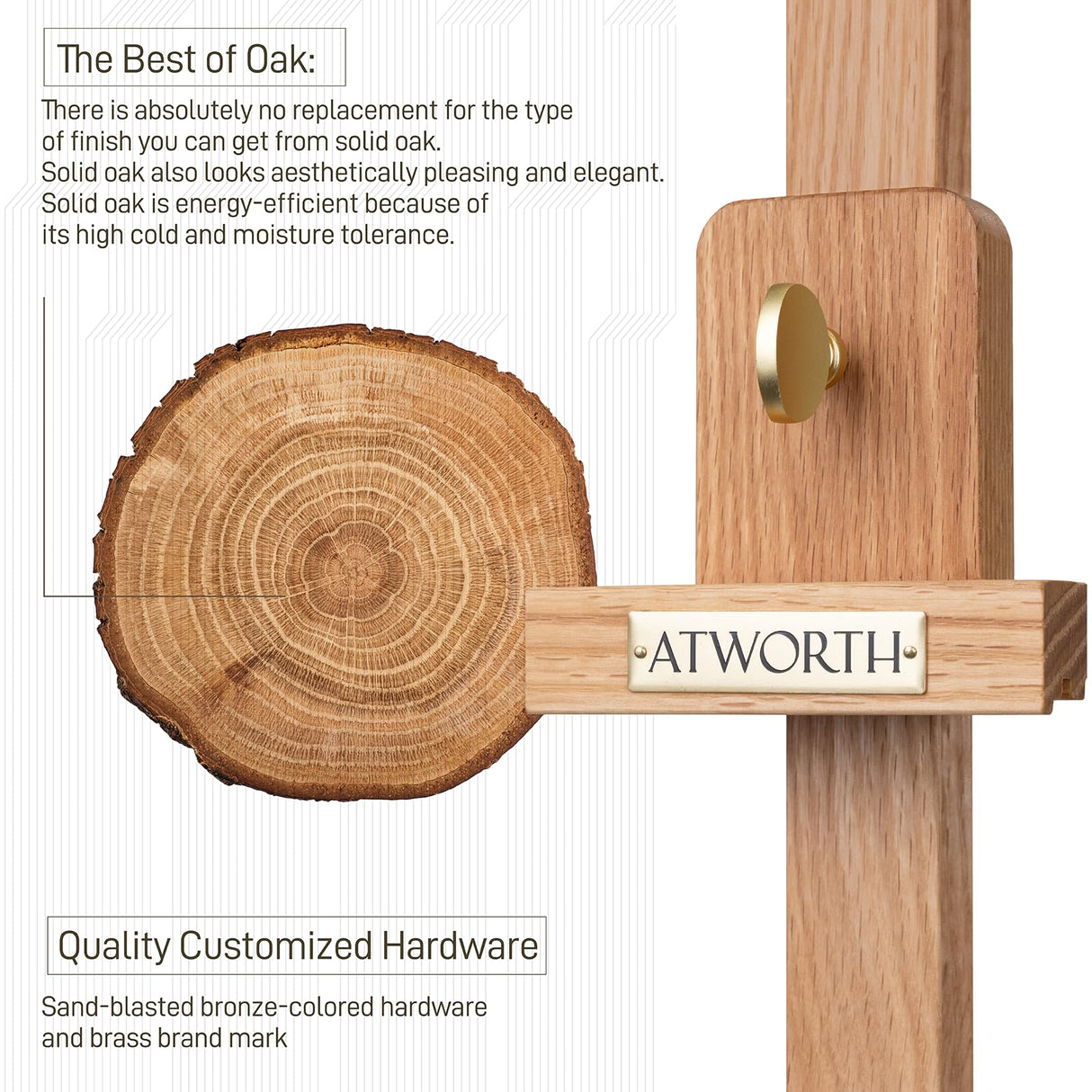 ATWORTH American Oak Inclinable Studio Art Easel, Hold Canvas up to 48”, Deluxe Wooden Large Adjustable A-Frame Lyre Style Floor Painting Easel Stand with Storage Tray, Natural Oil Finish ATWORTH