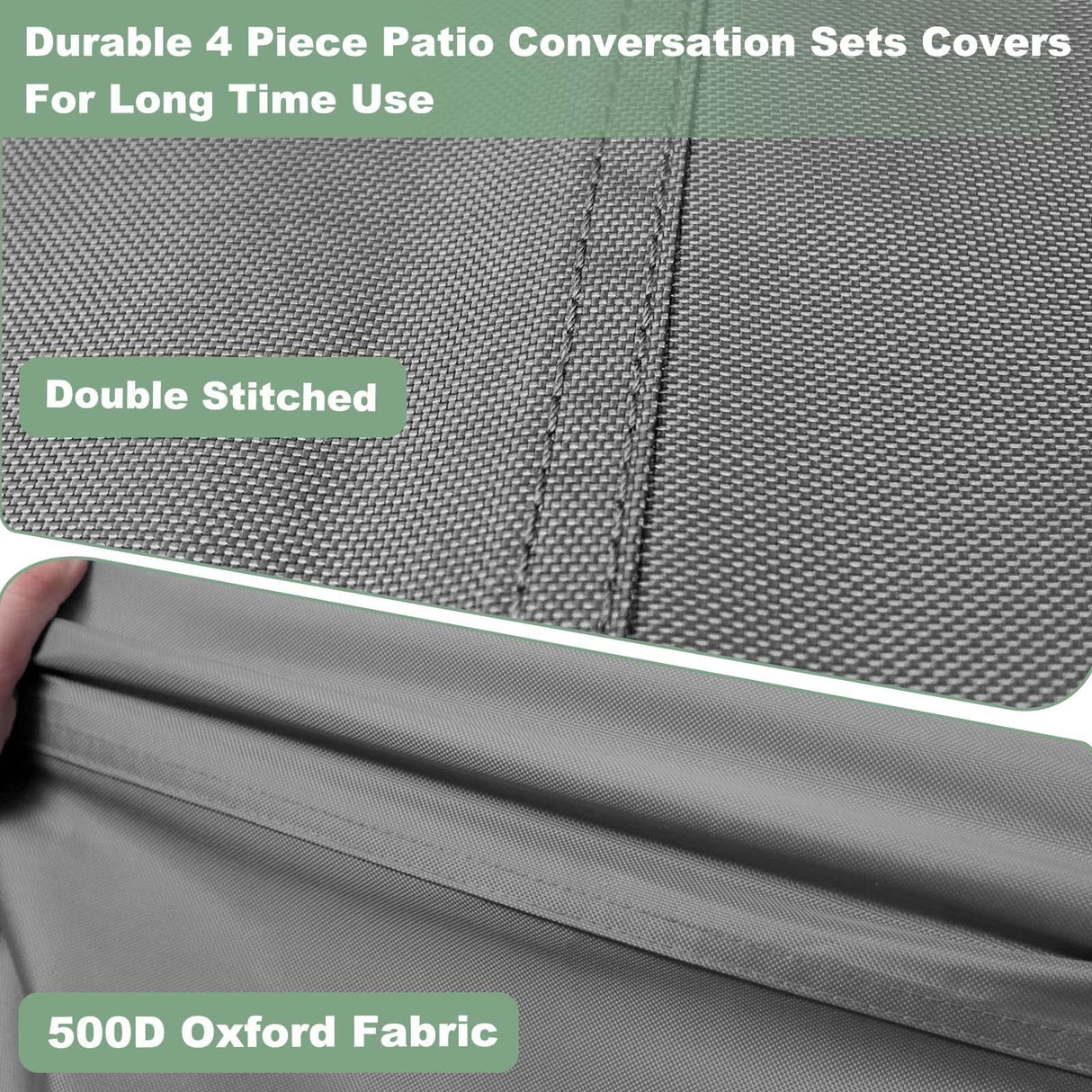 Outdoor Furniture Cover Waterproof, 4-Piece Patio Furniture Covers for 4 PCS Patio Outdoor Conversation Set, Included: Ourdoor Loveseat Cover, 2 Patio Chair Covers, Outdoor Coffee Table Cover-Grey Gasadar