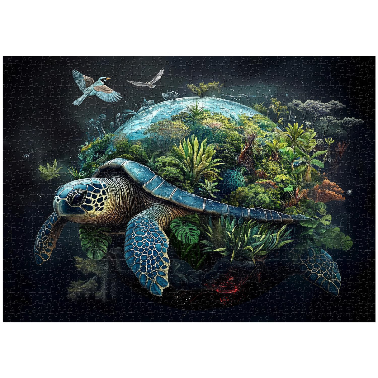 Sea Turtle Puzzles for Adults 1000 Pieces, Earth Turtles Forest Jigsaw Puzzles, Fantasy Nature Plant Animals Puzzle as Home Decor PPuzzling