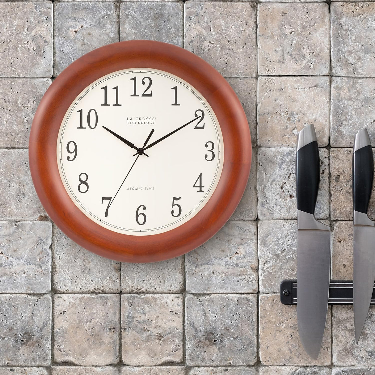 La Crosse Technology 12.5 Inch Cherry Wood Atomic Analog Clock (WT-3122A-INT) La Crosse Technology
