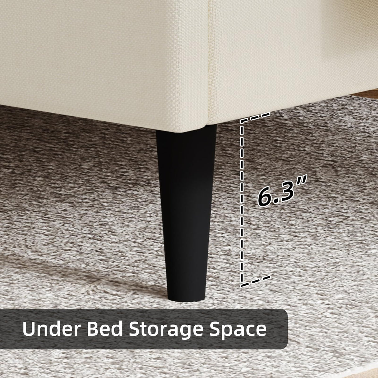 HOMBCK King Size Bed Frame with Headboard, Linen Fabric Upholstered Platform Bed Frame, Button Tufted Bed Frame King, Wooden Slat Support, No Box Spring Needed, Easy Assembly, Cream HOMBCK