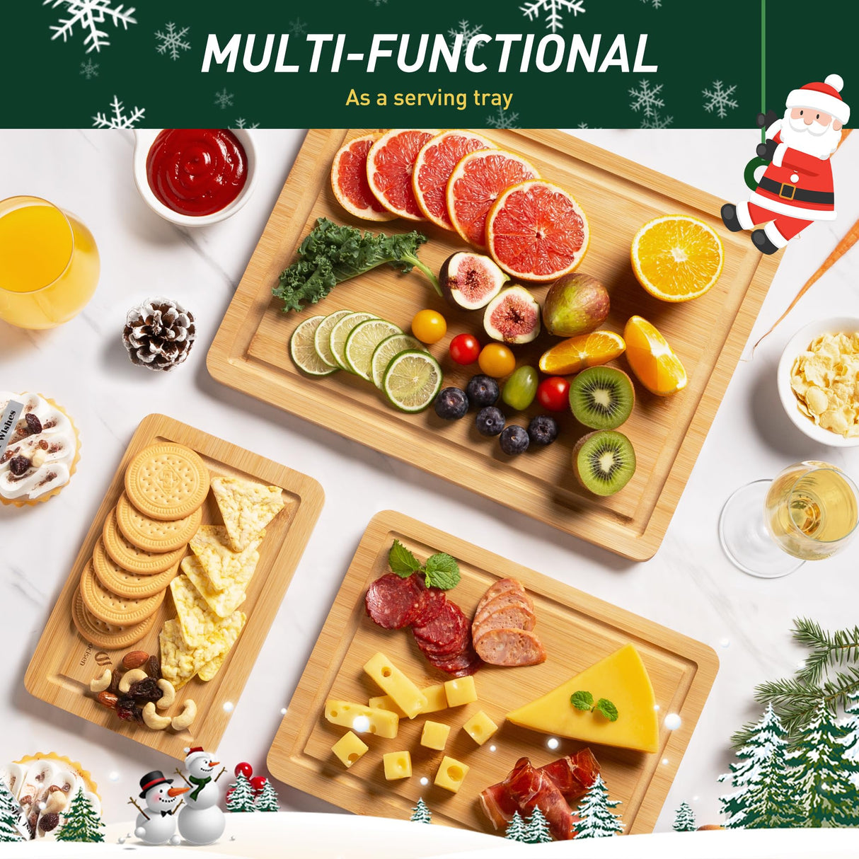 Bamboo Cutting Board Set Non Slip Feet Over Sink Kitchen Gadgets Seller 2024 First Apartment Essentials New Home Must Haves Things Stuff Accessories House Warming Decor Housewarming Hostess Host Gifts Socisen