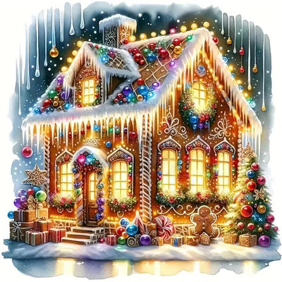 ZHUDENGXJL Winter Diamond Painting Kits for Adults,Christmas Glow Castle Diamond Art Kits for Beginner,DIY 5D Full Drill Gem Art with Painting Kit,Home Wall Decor 12x12 Inch