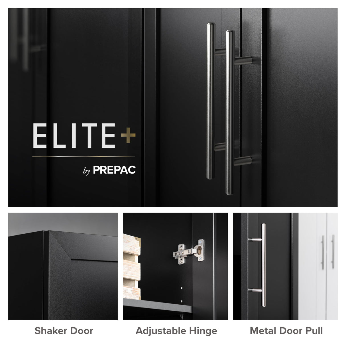 Prepac Elite Tall Storage Cabinet with Panel Doors - Black Prepac