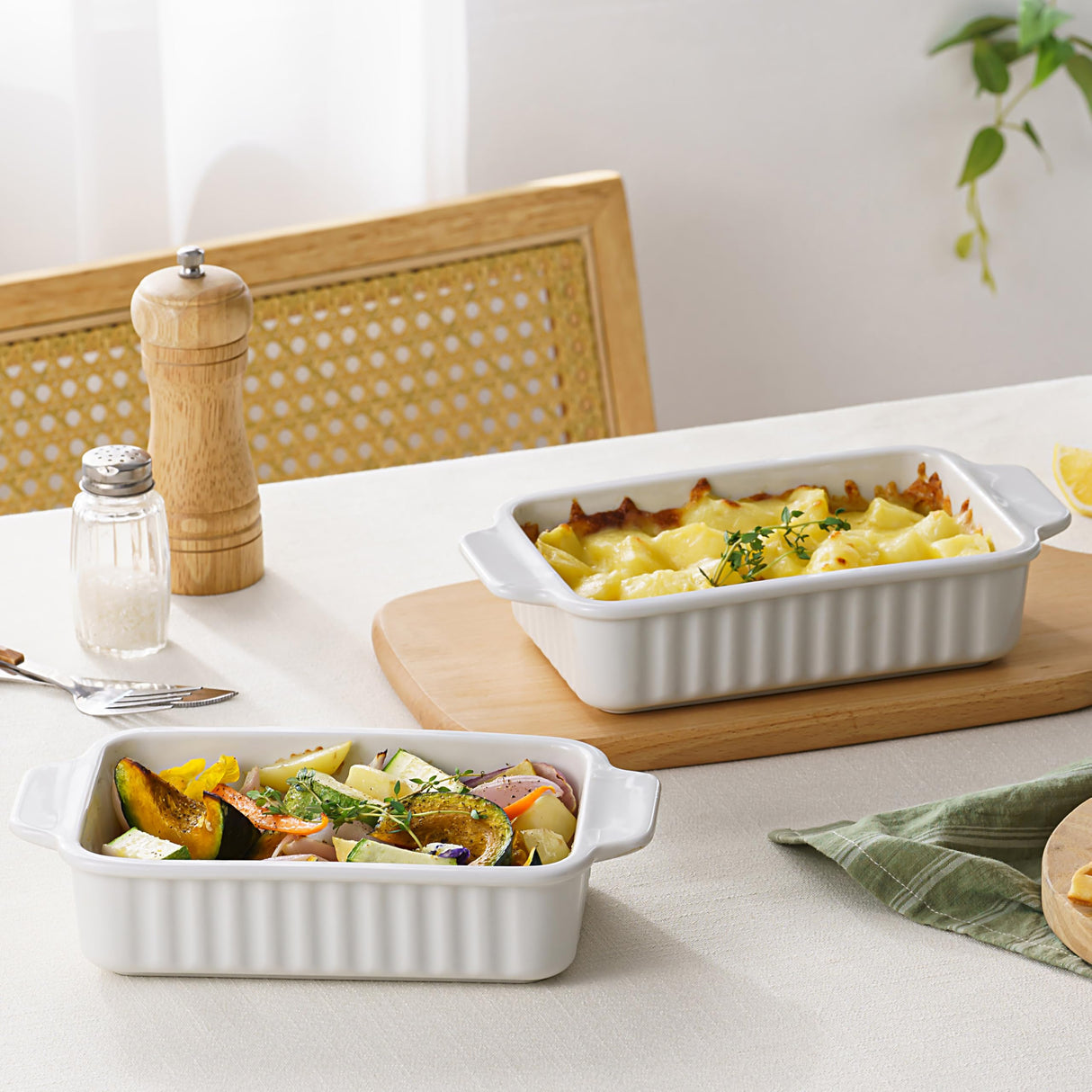 Gacoree Small Baking Dish, 9x5 inch Small Casserole Dishes for Oven, 30 Oz Ceramic Small Baking Pans with Double Handles for Roasting, Lasagna, Pie, Gratin, Set of 2 Gacoree