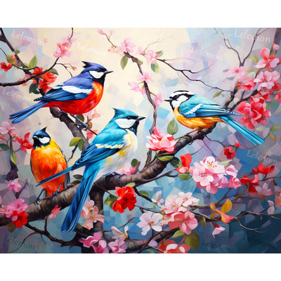 LELEMON Diamond Art Kits for Adults,Birds Diamond Painting Kits for Adults,Flower Dimond Art Paintings, 5d Diamond Painting Kit with Diamond Painting Accessories for Home Wall Decor 12 x 16inch