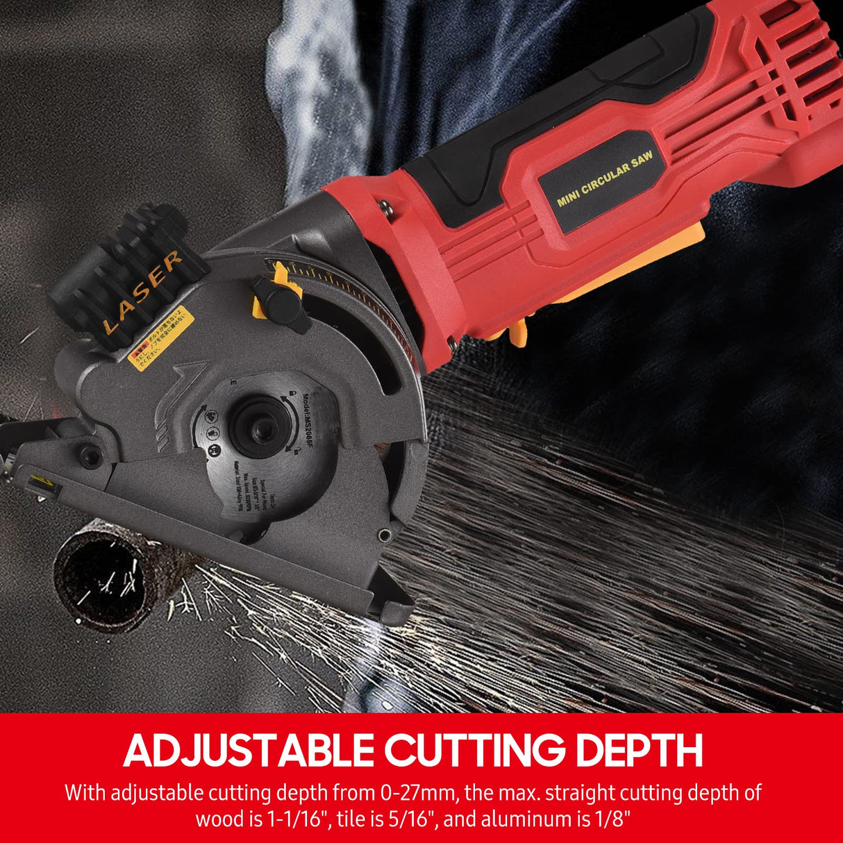 Mini Circular Saw, Weytoll 4.8Amp Compact Circular Saw, 3700RPM with Lasing Guide Scale Ruler Vacuity Port 3 sawblades for Cutting Woods Tile and Weytoll