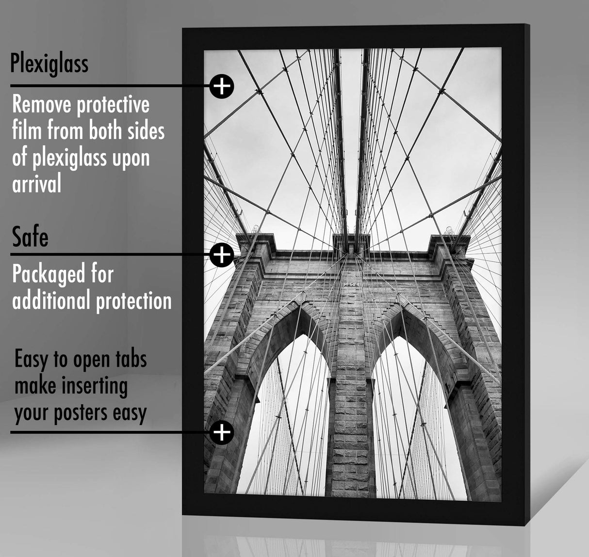 Americanflat 20x30 Poster Frame with Polished Plexiglass - Black Picture Frame - Wide Photo Frames Made of Engineered Wood for Vertical or Horizontal Wall Display - Epic Collection - Black Americanflat
