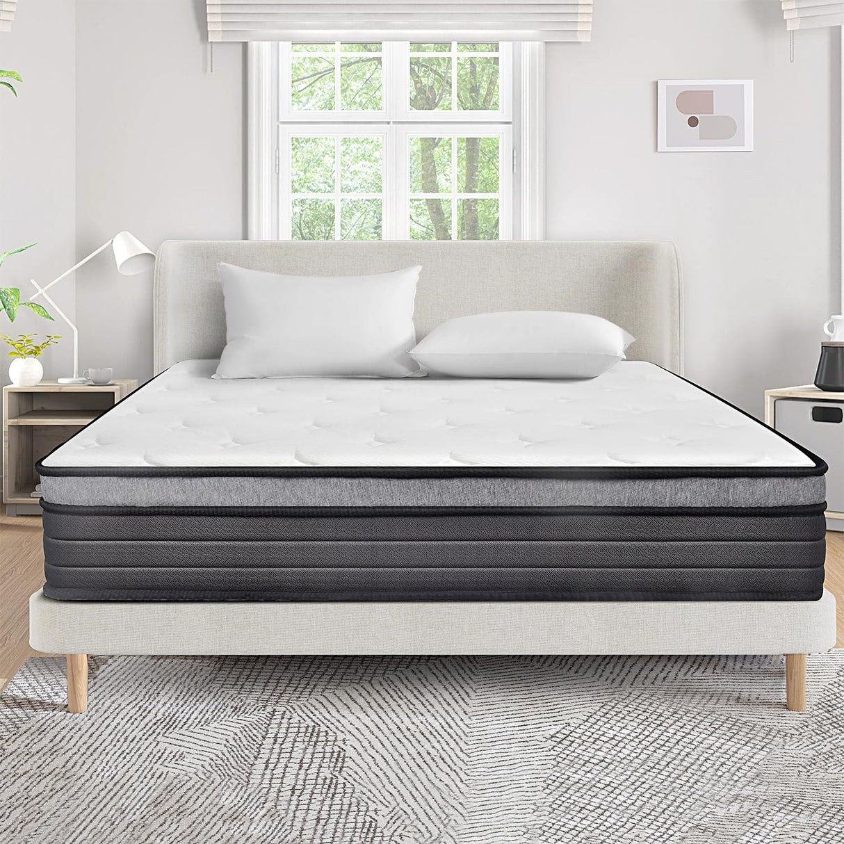 EIUE Queen Size Mattress 10 Inch,Bed-in-a-Box,Hybrid Mattress,Individual Pocket Spring Mattress,Medium Firm Mattresses,Breathable Comfortable for Sleep Supportive and Pressure Relief EIUE