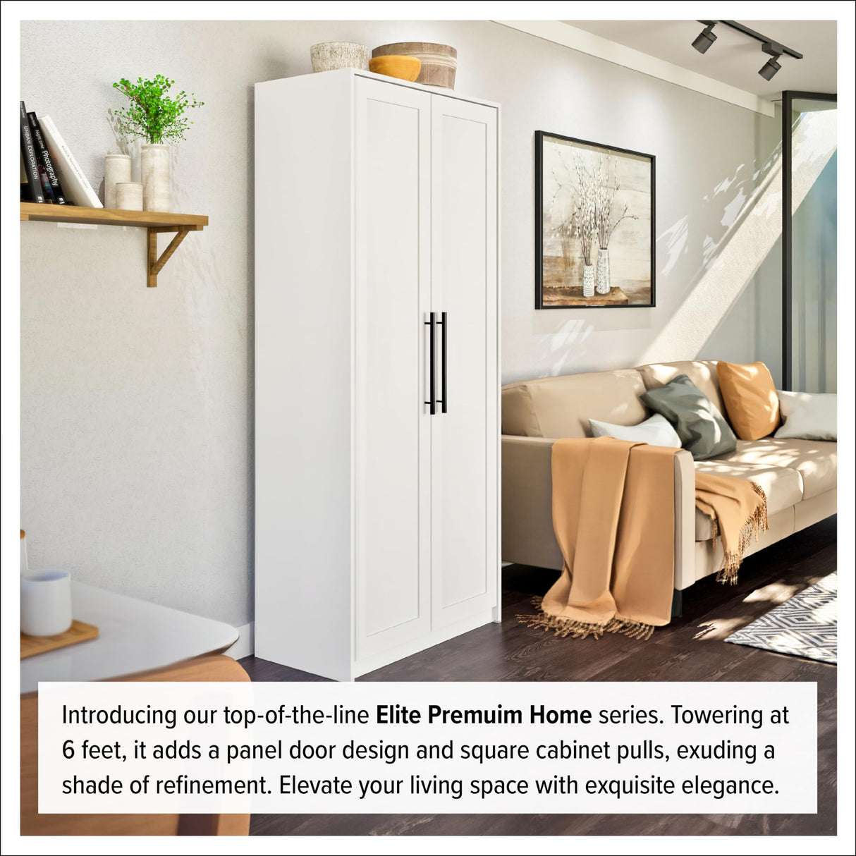 Elite Premium Tall Storage Cabinet by Prepac - White, 72" H, 5 Shelves, Versatile Kitchen & Bathroom Use Prepac