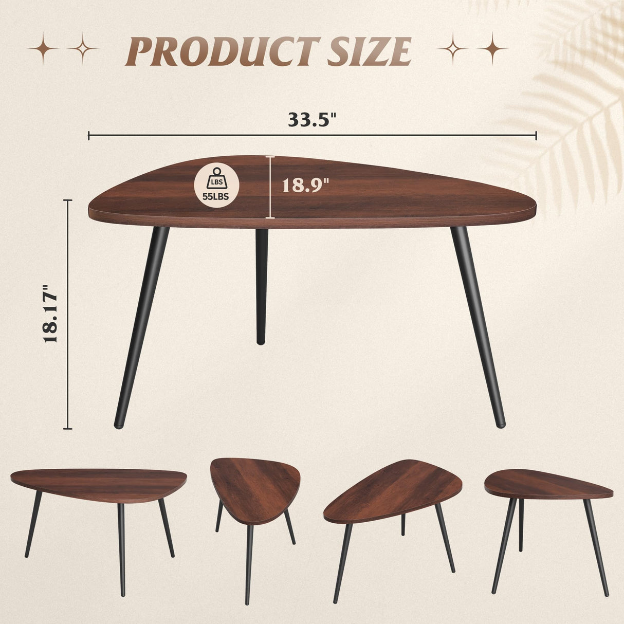 WLIVE Oval Coffee Tables, Modern Coffee Table for Living Room, Coffe Table for Small Space Home Office, Easy Assembly, 33.5" W x 18.9" D x 18.7" H, Espresso WLIVE