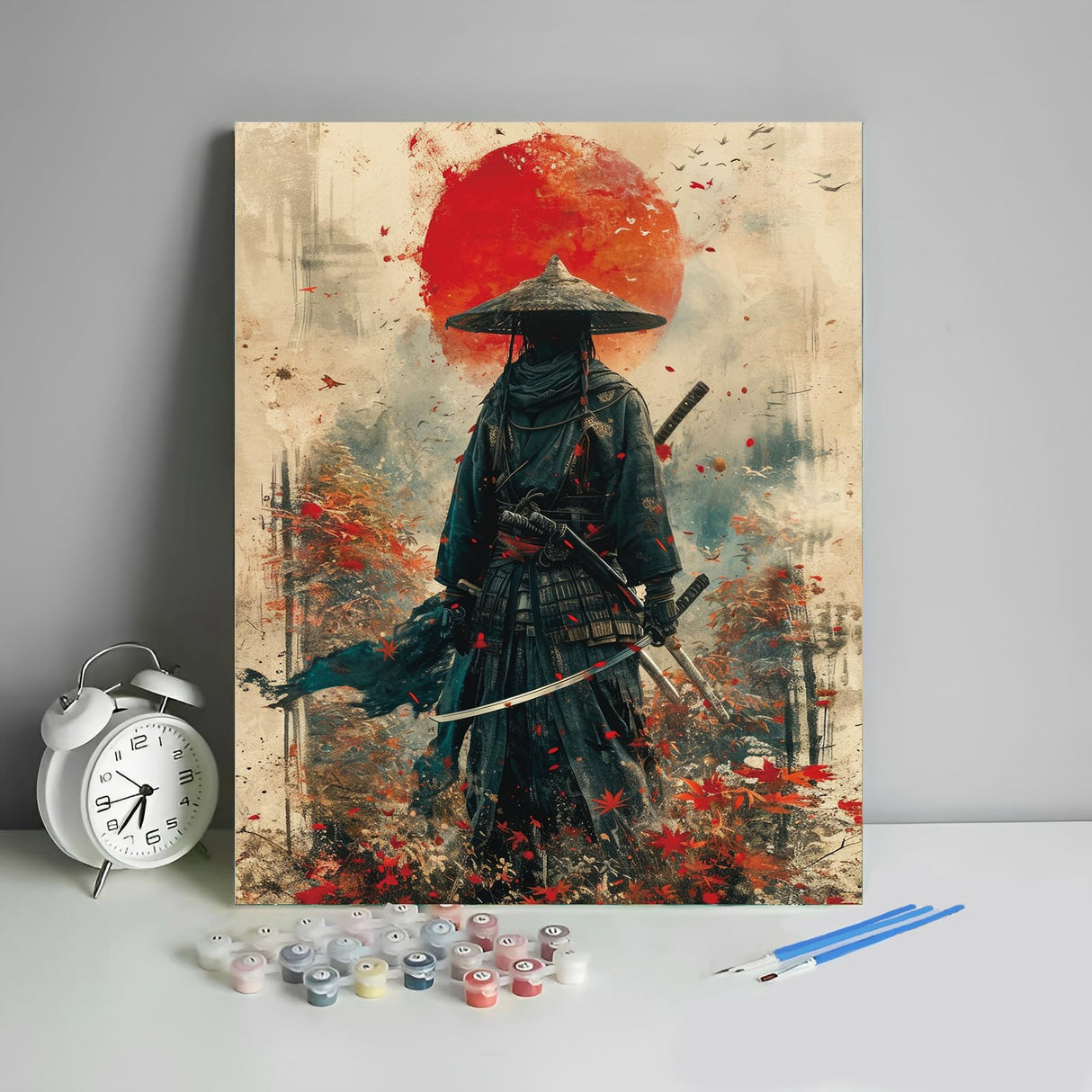 HULDFRDA Adult Paint by Number Kits On Canvas Japanese Samurai Adults' Paint-by-Number Kits Japanese Style Painting for Adults Color by Number DIY Paint by Numbers with Paints and Brushes,16x20 Inch HULDFRDA