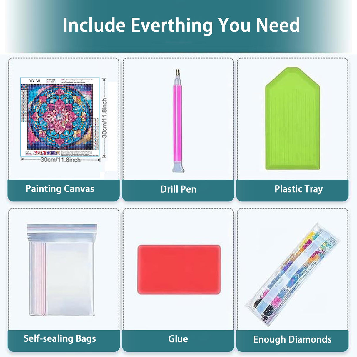 YIYIAH Mandala Diamond Painting Kits for Adults - Diamond Art Kits for Adults -Full Drill Diamond Dots Crafts for Adults - Gem Art for Home Wall Decor Gift YIYIAH