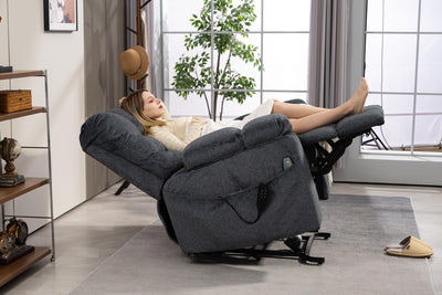 REHOUSING Oversized Power Lift Recliner Big Man 400lbs, Extra Wide Recliner Chair with Lifts Vertically for Elderly, Features Cup Holder, Heat and Massage, Zero Gravity Lay Flat for Adults (Grey)