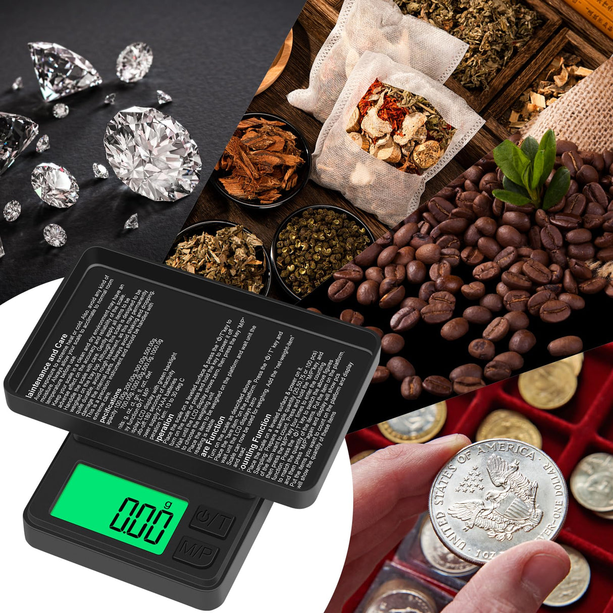 Digital Pocket Scale 1000g x 0.01g, Diyife Portable Precision Gram Scale Jewelry Scale with Protective Cover, Auto-Off, Backlit LCD, 7 Units Tare, for Food, Kitchen, Coffee, Battery Included Diyife