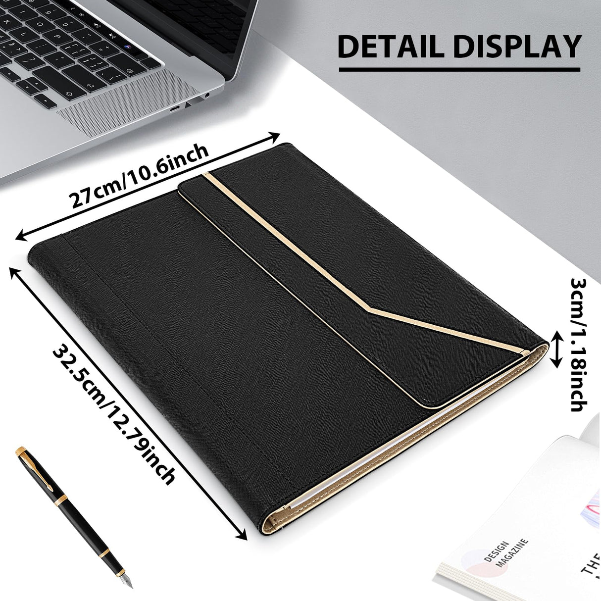 During Portfolio Binder Padfolio Folder,Cross Grain Faux Leather Business Padfolio for Women A4 / Letter Size Portfolio Organizer Case for Conference Meeting Interview during