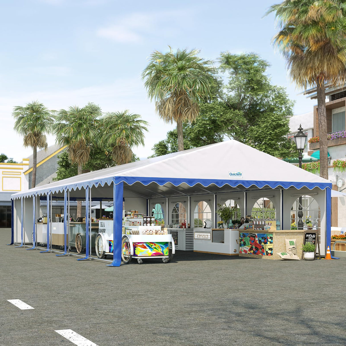 Quictent 20x40 Party Tent Heavy Duty PVC Large Commercial Vinly Canopy Wedding Big Event Shelter, Stripe Blue&White Quictent