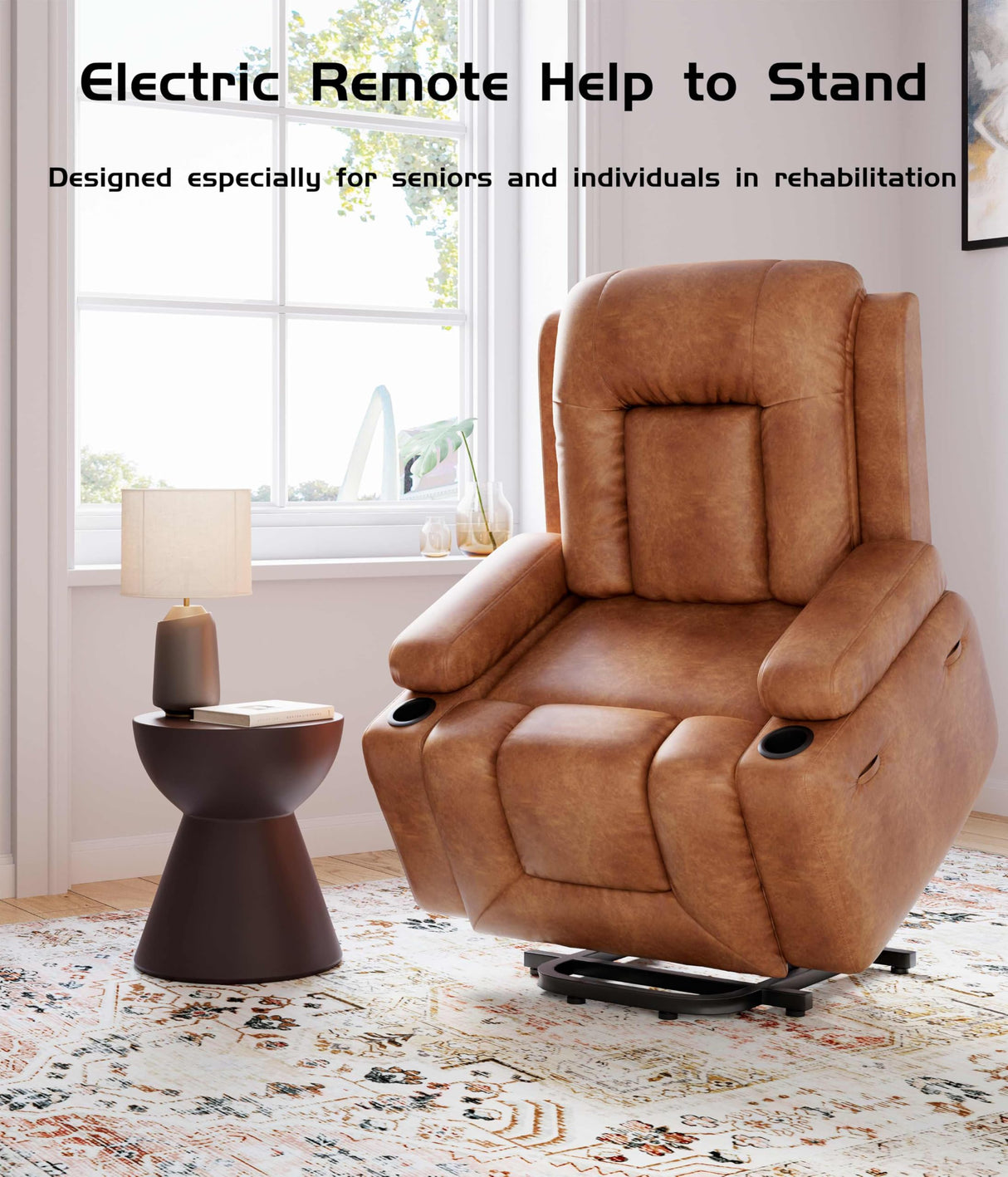 GarveeHome Power Lift Recliner Chair - Heat and Massage, Faux PU Electric Lift Recliner Chair for The Elderly, Adjustable Back and Legs, Designed for The Elderly and People with Mobility impaired GarveeHome