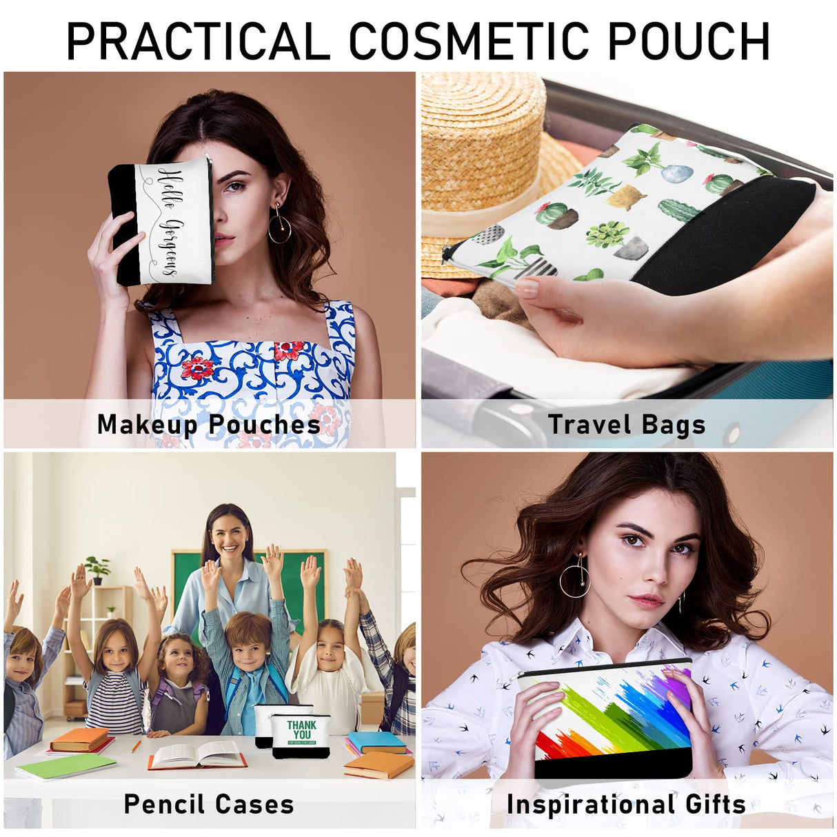 Inbagi 30 Pieces Canvas Makeup Bags Bulk Black and White Cosmetics Bag with Zipper Blank DIY Cosmetic Pouch Multipurpose Canvas Travel Toiletry Bag for Travel Pen Pencil Cosmetic Storage Inbagi