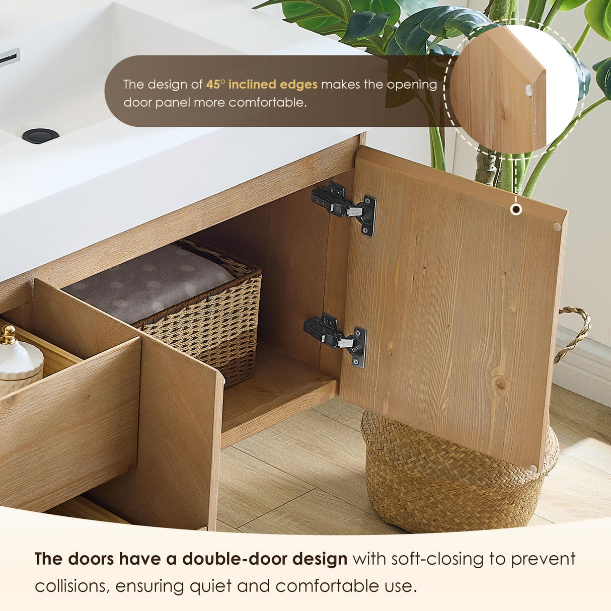 72 Inch Floating Sink Bathroom Vanity Wall Mount Double Vanities Overflow Mordern Large Storge Cabinet with Ceramic Countertop Double Soft Closing Drawers Pre-Assembled ALTAIR