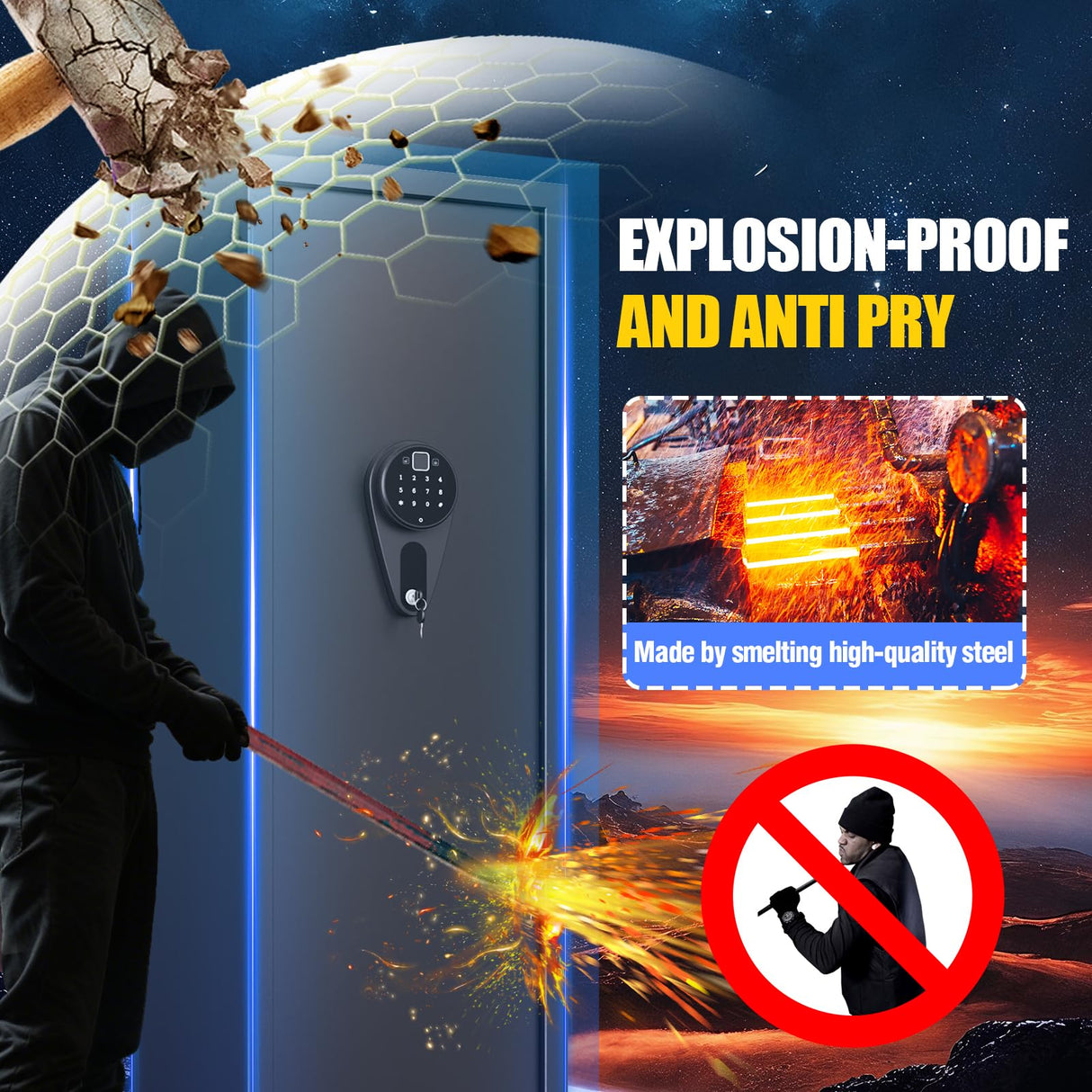 8-12 Gun Safe for Rifles and Pistols,Biometric Fingerprint Lock,No Assembly Required,Fireproof Gun Safe for Home with Removable Gun Shelf,Alarm System,Silent Mode (57"H × 12"D × 14"W) ZZXCBB