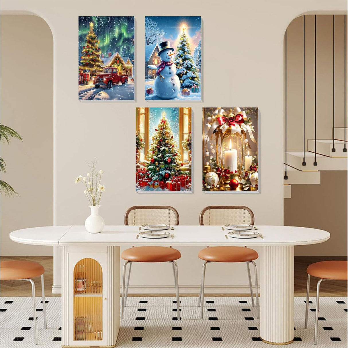 Arttoplus 4 Pack Framed Paint by Numbers Kit for Adults Beginners-DIY Christmas Adult Paint by Number Kits on Canvas Framed, Acrylic Oil Painting Kits for Adults for Gift Home Decor(8x12inch) Arttoplus