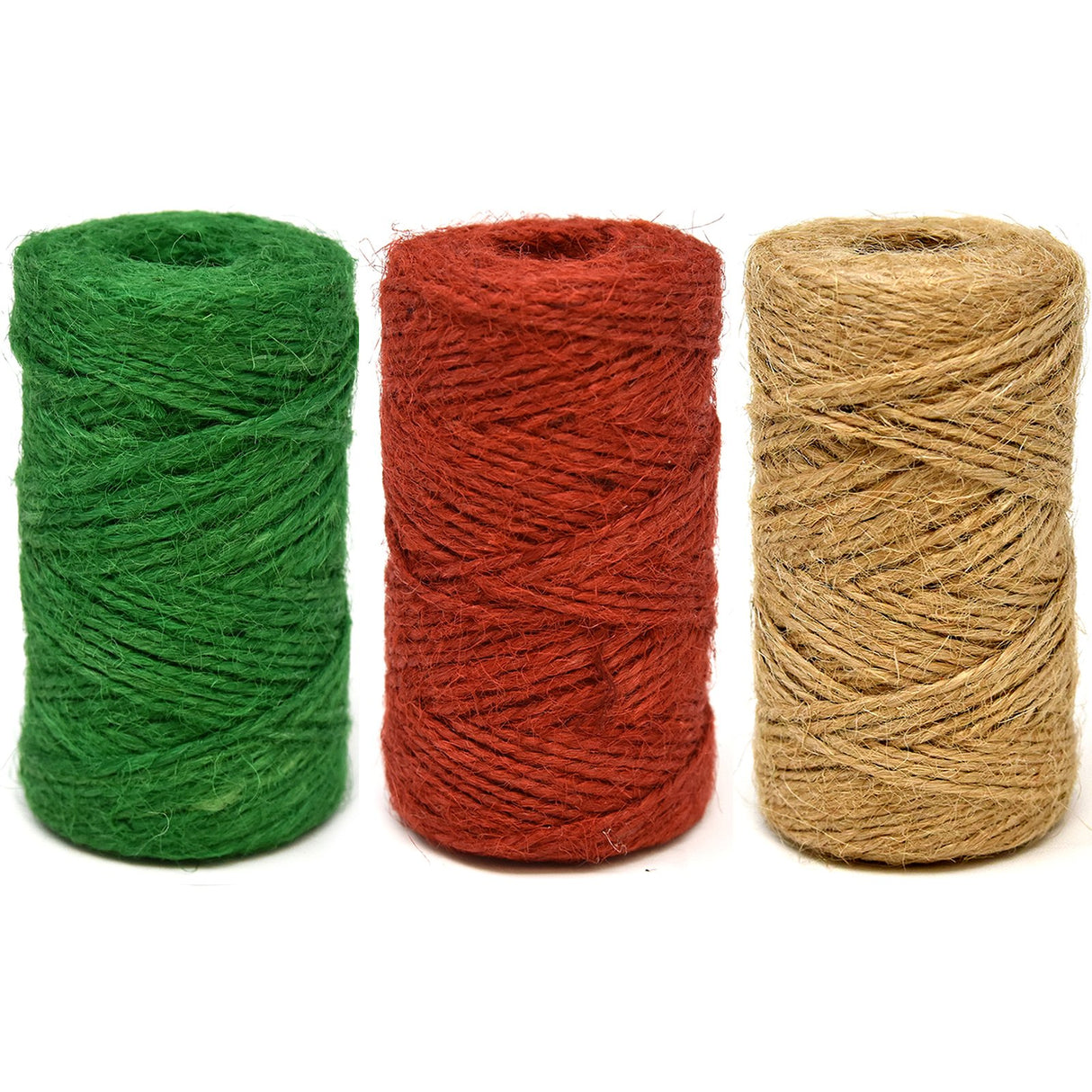 Gift Boutique Christmas Baker's Jute Twine, 3 Rolls of Red, Green and Natural Holiday Decorative String for Arts 'n' Crafts, Packing, Wrapping and Party Supplies, 450 Feet Gift Boutique