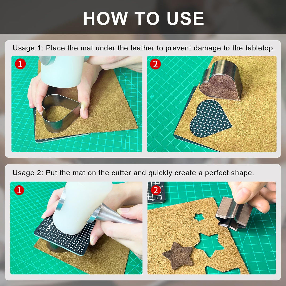 YKSPLUSK Leather Circle Cutter Tool Set, 9 Pieces Circle Punch Tools 15 20 25 30 35 40 45 50 55mm, High Carbon Steel Round Leather Cutting Dies - Leather Hole Punch Tool Kit for DIY Leather Crafts YKSPLUSK