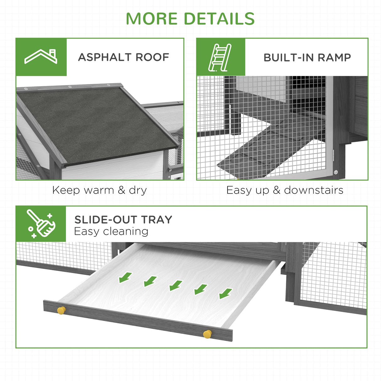 PawHut 100" Chicken Coop Wooden Chicken House Large Rabbit Hutch Poultry Cage Hen Pen Backyard with Double Run, Nesting Box PawHut